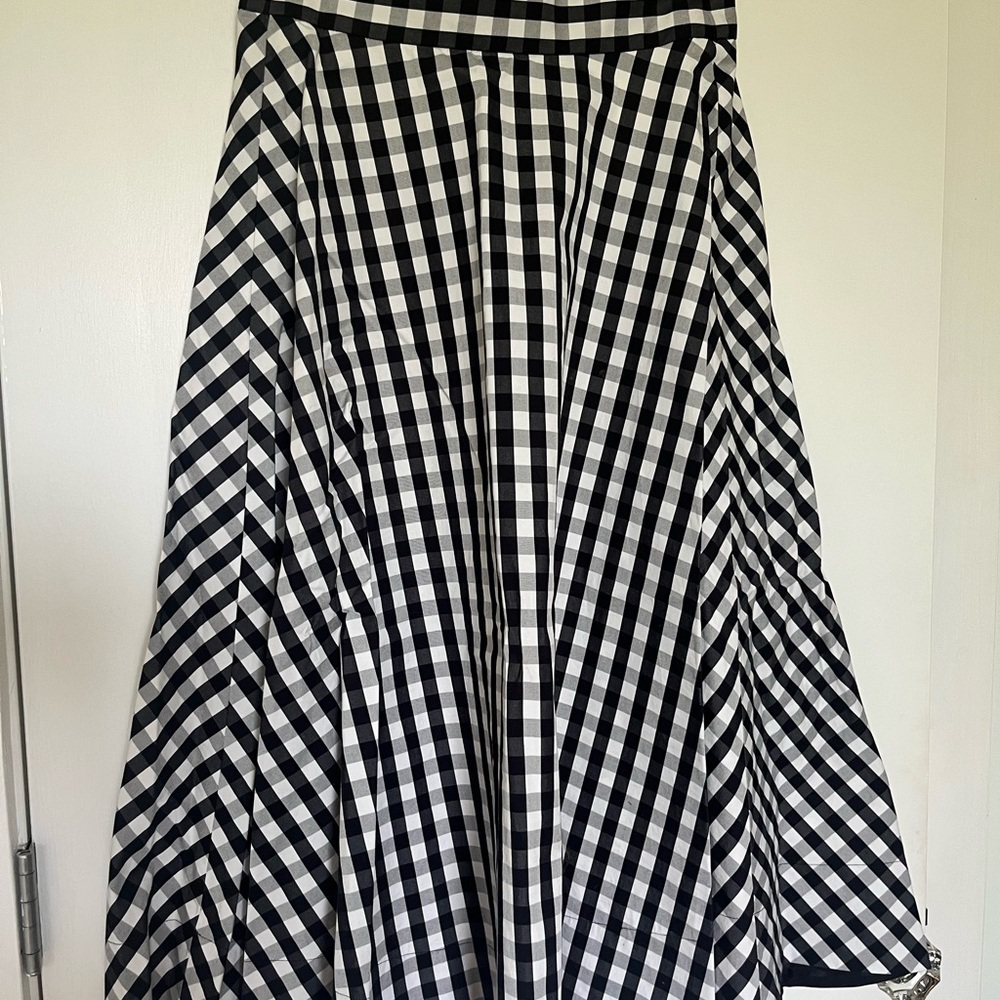 kate spade Black and White Gingham Midi Skirt
